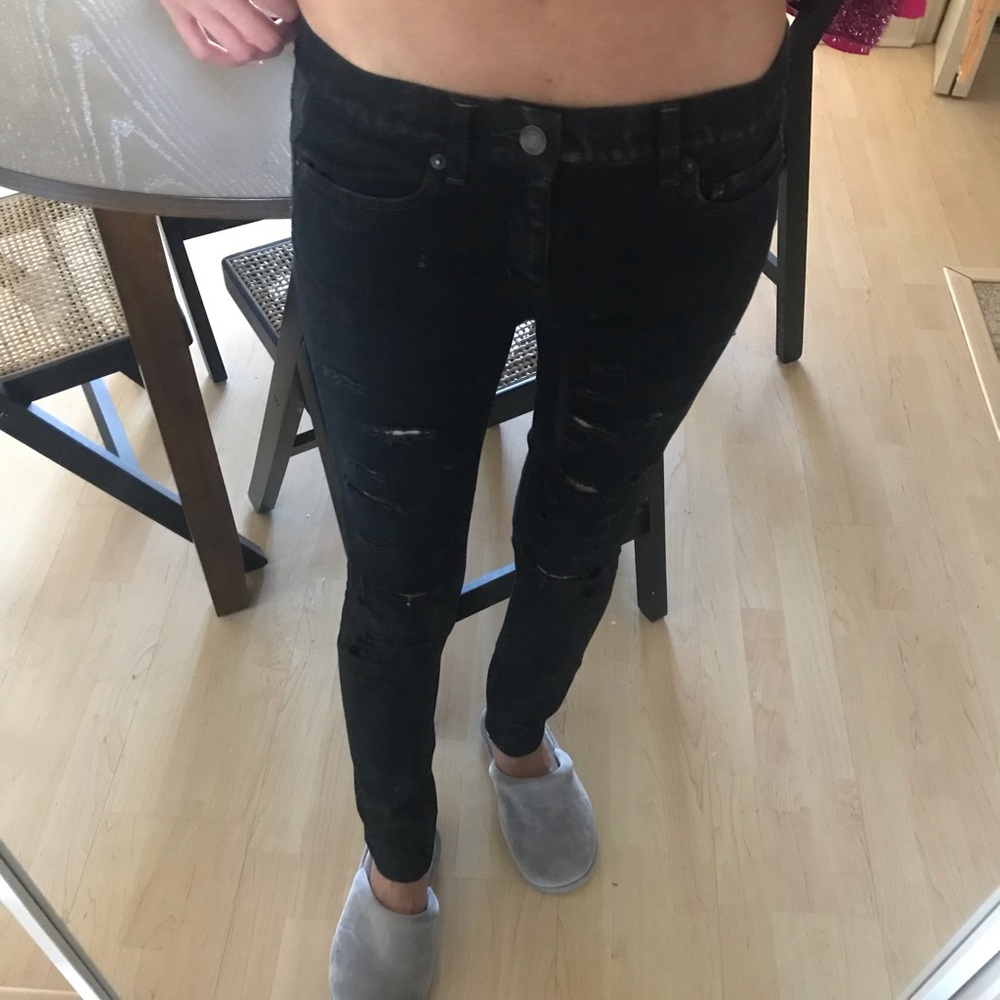 Brand New Saint Laurent Black Low Rise Distressed Skinny Jeans